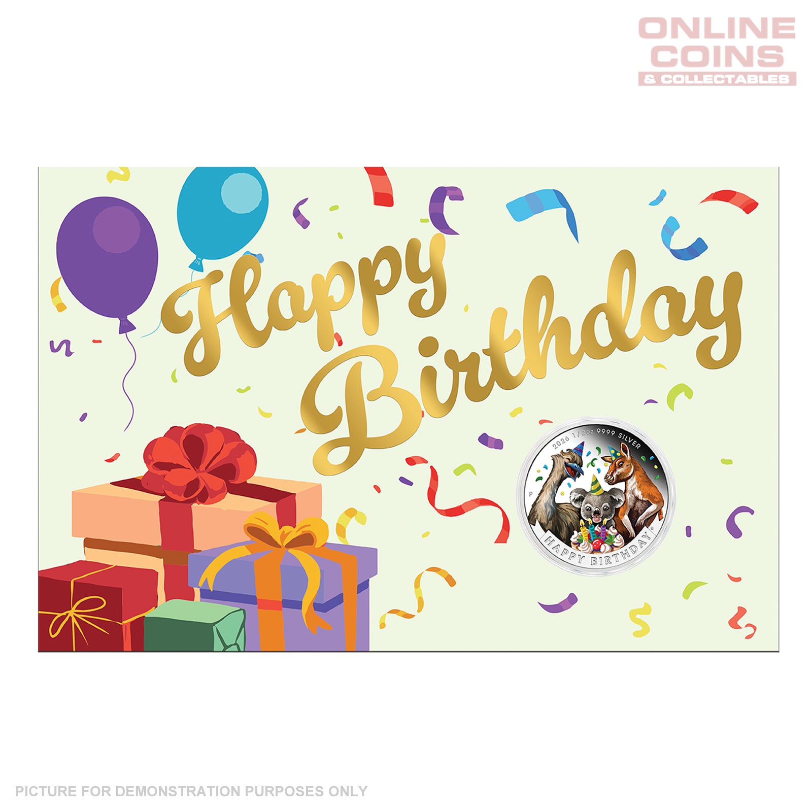 2026 Perth Mint Happy Birthday 1/2oz 99.99% Silver Proof Coloured Coin in Card